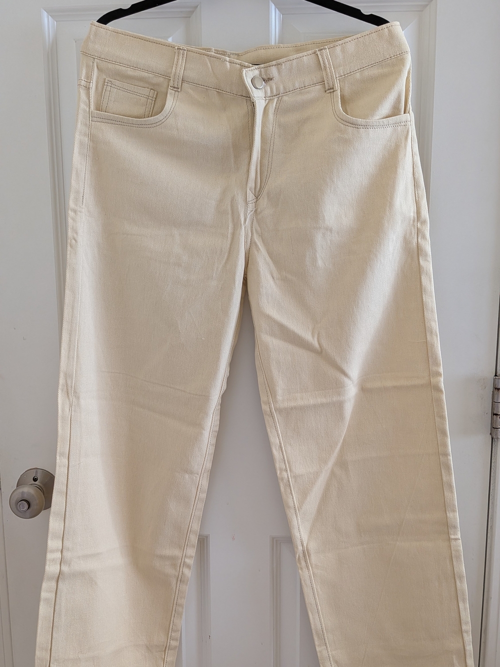 Cream Straight-Leg Jeans